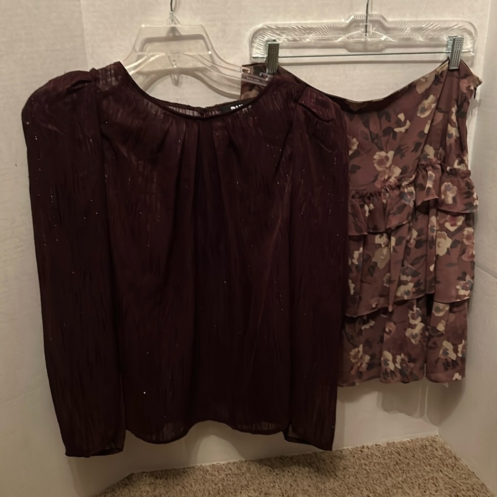 2 piece blouse and skirt sizes L & 14